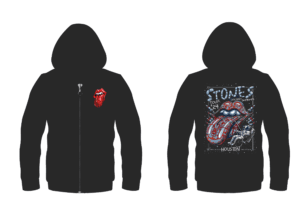 Campera Negra The Rolling Stones confeccionada en Neoprene o Frisa Invisible